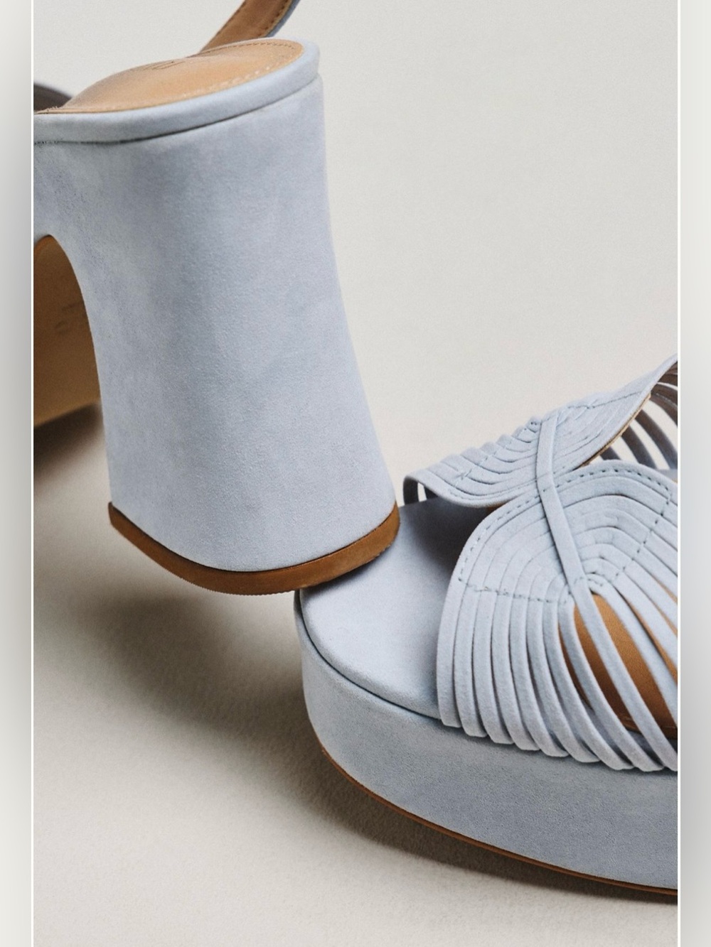 NWT Anthropologie Maeve Lorelei Platform Heeled Sandals in Blue Suede Size: 36 - Picture 2 of 4